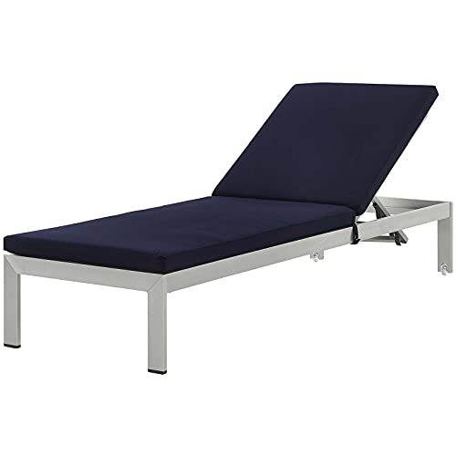 America Luxury - Outdoor Lounge Chair Chaise Aluminum Silver Blue