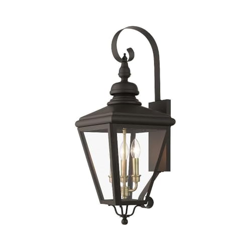 Bailey Street Home 3 Light Large Outdoor Wall Lantern in Traditional Style-29 inches Tall and 10.63 inches Wide-Bronze/Antique Brass Finish 218-Bel-5054529