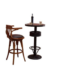 Retro Industrial 3-Piece Bar Table and Stools Set, Round Pub Table with Storage Basket + 2 Swivel Wood Bar Stools, Vintage Bistro Table Set for Home Bar, Kitchen, Patio, Cafe(One table two chairs)