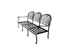Elizabeth Outdoor Patio 10 pc Seating Group Cast Aluminum Dark Bronze (Premium Fabric Sunbrella-Sesame Cushions)
