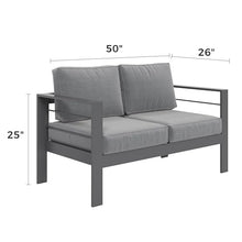 FansaFurn Outdoor Patio Furniture Loveseat Sofa, All-Weather Metal Aluminum Patio Couch with 5" Thick and Soft Cushion and Wide Arm, Outdoor Couch for Balcony, Porch, Backyard