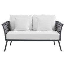 Modway Stance Outdoor Patio Contemporary Modern Woven Rope Loveseat in Gray White