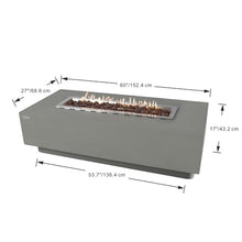 Granville Concrete Fire Pit 60" x 27" Outdoor Patio Firepit Includes Lava Rocks Modern Fire Pits & Outdoor Fireplaces for Garden, Deck, Indoor & Outdoor Heating