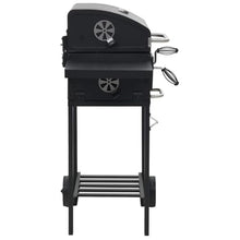 Charcoal BBQ Grill with Adjustable Height Tray, Heavy Duty Powder-Coated Steel Smoker with Warming Rack, Foldable Side Tables and Wheels for Outdoor Cooking