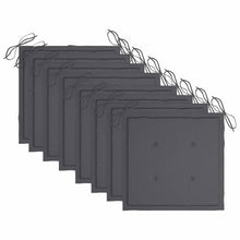 KBHRENP Solid Teak Wood Stacking Garden Chairs Set of 8 with Anthracite Cushions, Rustic Elegance Outdoor Dining Furniture for Patio and Garden, Durable Stackable Seating