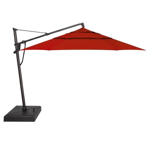 Treasure Garden AKZ PLUS Cantilever Umbrella 13' Octagonal Sunbrella Jockey Red Canopy and Black Frame with Rolling Base