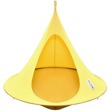 Double Cacoon Hanging Chair for Two – Cozy Indoor/Outdoor Hammock with Polyester Canvas, 440 lb Capacity, Includes 18ft Rope & Carabiner (Lemonade)