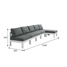 Outdoor Escape Gray Fabric Outdoor Patio Modular Sofa with Contemporary Style, Comfortable Seating, Durable Material, 150-Inch Width