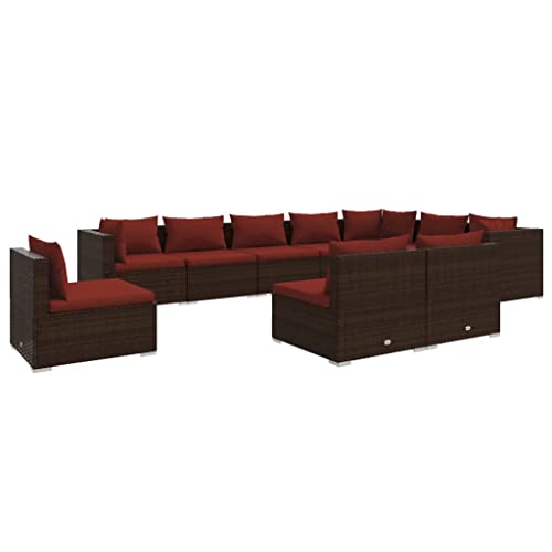 KPOUTRFG 10 Piece Modular Outdoor Seating Set with Removable Cushions and Powder Coated Steel Frame Patio Furniture