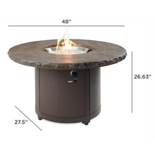 Outdoor GreatRoom Co Propane Fire Pit Table - Beacon Gas Fire Pits for Outside Patio - 48 Inch Round Concrete Firepit Fire Table with Matching Tabletop Cover, Powder-Coated Metal Base - Bronze
