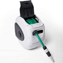 CFDZCP Automatic Retractable Garden Hose Reel, Wall Mount Auto Rewind, with 3 Function Spray Gun, Brass Connector, Any Length Lock, Garden Watering, Car Washing