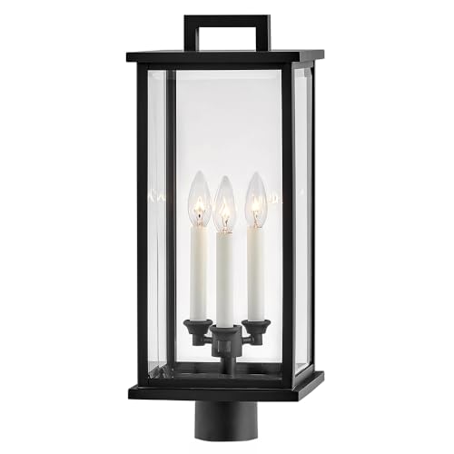 Hinkley Weymouth Large Outdoor Post Mount Rectangle Lantern, Black Finish