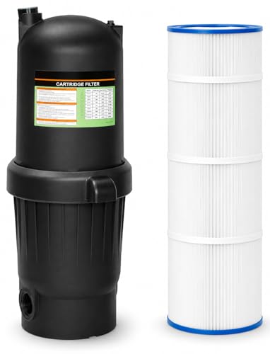 XtremepowerUS Swimming Pool Cartridge Filter, High Flow Filter System for In-Ground & Above Ground Pools & Spas, 2-Inch Ports, Heavy-Duty Pool Water Filtration (175 SF)