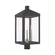 Livex Lighting 20586-80 Nyack - 24" Three Light Outdoor Post Top Lantern, Nordic Gray Finish with Clear Glass