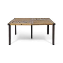 Christopher Knight Home Lankershim Outdoor Acacia Wood Dining Table, Teak and Rustic Metal