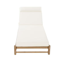 Christopher Knight Home Cole Outdoor Chaise Lounge, 4-Fold Cushion with Built-in Headrest, Acacia Wood Recliner Chair with Slatted Design, Patio Lounger with Adjustable Backrest, Light Teak+Beige