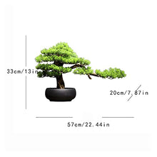Fake Plants Artificial Welcome Pine Bonsai,13 Inch Zen Micro Landscape Ornament，Fake Trees for Conference Room Exhibition Hall Rack（with Cleaning Brush） Bonsai Tree