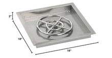 American Fireglass SS-SQPKIT-P-18 Propane 18" Square Stainless Steel Drop-in Pan with Spark Ignition Kit (12" Fire Pit Ring)