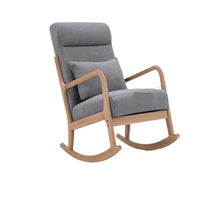 OUTIFUOSSR Rocking Lounge Chair, Leisure for Living Room, Bed, Solid Wood Frame, Waist Pillow(High Back Grey)