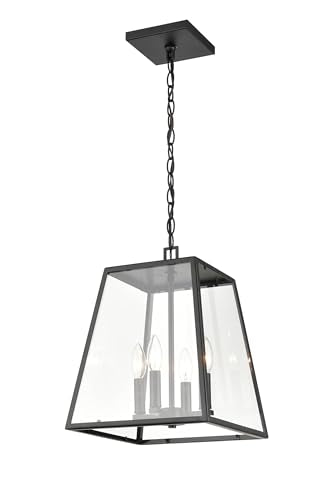 ML Lighting 8014-PBK Transitional Four Light Outdoor Lantern from Grant Collection Finish, Powder Coat Black