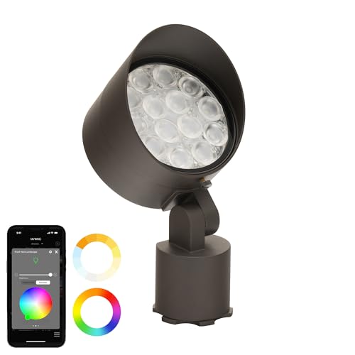 WAC Lighting LED Colorscaping Smart App Controllable Landscape Lighting with RGBWW Color Changing and Tunable White Power Accent 14W Light in Bronze