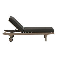 Modway Saratoga Teak Outdoor Chaise Lounge Chair in Weathered Gray Flint – Adjustable Wood Pool Lounge Chair with Wheels and Cushions