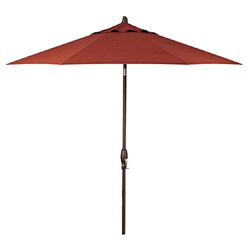 Treasure Garden Octagonal 9 ft Patio Umbrella - Outdoor Furniture Table Umbrella – Push-Button Tilt – Bronze Aluminum Frame (Obravia, Auburn)
