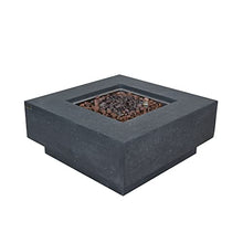 Elementi Manhattan 36 Inch Concrete Outdoor 45,000 BTU Square Natural Gas Ignition Patio Fire Pit Table with Lava Rock and Canvas Cover, Dark Grey, (OFG103DG-NG)