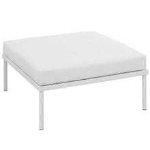 Contemporary Modern Outdoor Patio Balcony Garden Lounge Side Chair Ottoman White Fabric Aluminum