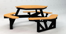 Frog Furnishings Hex Table Bench, Portable Outdoor for All Weather, Backyard, Dining Party, Patio, Also for School, College, Park, Playground, Swimming Pool