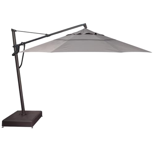 Treasure Garden AKZ PLUS Cantilever Umbrella 13' Obravia Boulder Canopy and Black Frame with Stationary Base