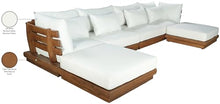 Meridian Furniture 111White-Sec6B Mirella Collection Modern | Contemporary Outdoor Patio U-Shaped 6pc. Modular Sectional with Solid Teak Frame, Water Resistant Fabric, 150" W x 75" D x 27" H, White