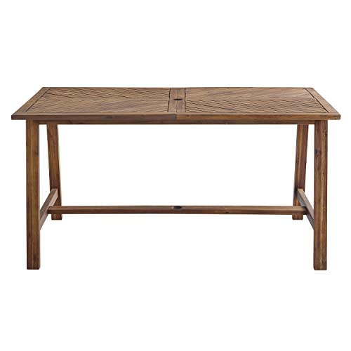 Walker Edison Outdoor Patio Wood Chevron Rectangle Coffee Table All Weather Backyard Conversation Garden Poolside Balcony, 60 Inch, Dark Brown