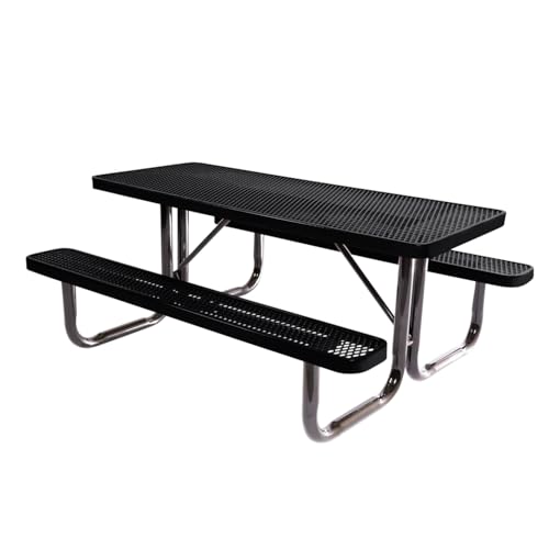 COATEDOUTDOORFURNITURE 6Ft Rect Picnic Table, Expanded, Black