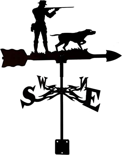 Weathervanes for Sheds Metal Stainless Steel Weather Vane with Metal Bracket Wind Direction Indicator for Outdoor Farm Garden Backyard Decor (Hunter and Dog)