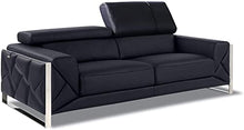 Blackjack Furniture Gianni Italian Leather Sofa with Adjustable Headrests Black