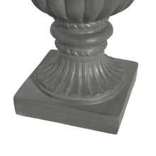 Hassyee Outdoor Antique Garden Urn Planter with Solid Base for Backyard, Park, Balcony, Flower Pot with Rustic Finish and Drainage Hole for Growing Flowers, Plants (Gray)