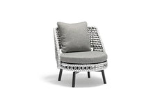 Whiteline Modern Outdoor Living COL1729-GRY, 1 Grey Koala 3-Piece Outdoor Collection, 2 Swivel Chairs Black, White Wicker, Cushions, 8mm Tempered Glass Side Table