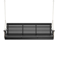 Amish Casual Heavy Duty 700 Lb Capacity Porch Swing (6 Foot, Semi-Solid Black Stain) – Wooden Outdoor Roll Back Swing with Hanging Chains – Amish Made in the USA