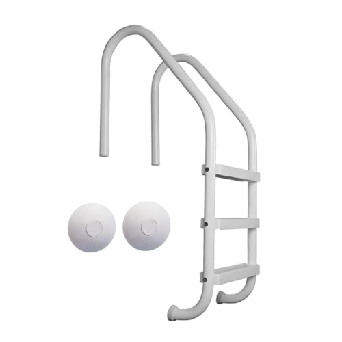 3 Step Inground Pool Ladder and Rail Anchor Socket Cover, White