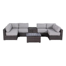 Living Source International 9-Piece Sectional Set Plus Olefin Cushion Brown