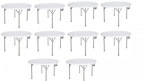 Pack 10 4 Feet Bi Folding Table White 48 Round Folding Table Fold In Half Round Plastic Table Plastic Card Table Outdoor Furniture Four Foot Folding In Half Table Outdoor Table Outdoor Tables