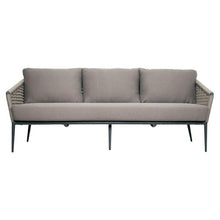 Afuera Living Modern Aluminum Outdoor 3-Seat Sofa, Dark Gray Frame, Cardamom Taupe Rope Weave, Foam Cushions with Zipper Covers, 78 in Wide, Weather-Resistant Patio Furniture for Relaxed Seating