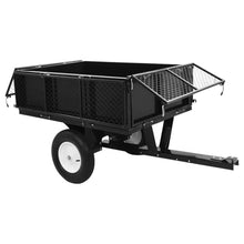 Heavy-Duty Tipping Trailer for Lawn Mower, 661 lbs Capacity Utility Garden Cart, Detachable Metal Steel Dump Trailer for Yard Waste, Soil and Building Materials Transport