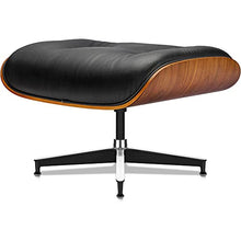 DESALAI Patio Lounge Chair with Ottoman,Indoor/Outdoor Lounge Chair Faux Leather Aluminum Alloy Base,Mid Century Lounge Chair Swivel Chair Soild Wood Swivel Chair Armchair, Walnut