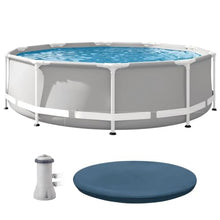 10ft x 30in Round Metal Frame Above Ground Pool Set with Cover and Pump