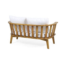 Christopher Knight Home Helena Outdoor Wooden Loveseat and Coffee Table Set, White and Teak Finish