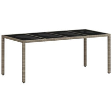 Garden Table Set of 4 Light Grey,Light Grey Rectangular Garden Table with Tempered Glass Modern Design for Entertaining Up to 6 People Outdoor Only Patio Tables