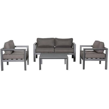 Teva Furniture Cabo Aluminum Loveseat Set Gray Frame Charcoal Cushion