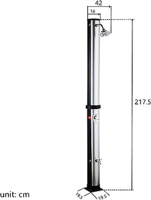 CFDZCP Outdoor Shower kit 38L Solar Powered Garden Shower, 10 Gallon Outside Shower W/Sprinkler Head, Temperature and Pressure Adjustable ，for Backyard Poolside Beach Pool Spa